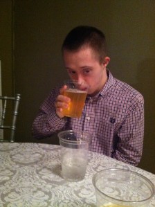 nick drinking beer