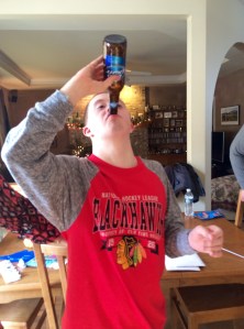 Nick chug beer