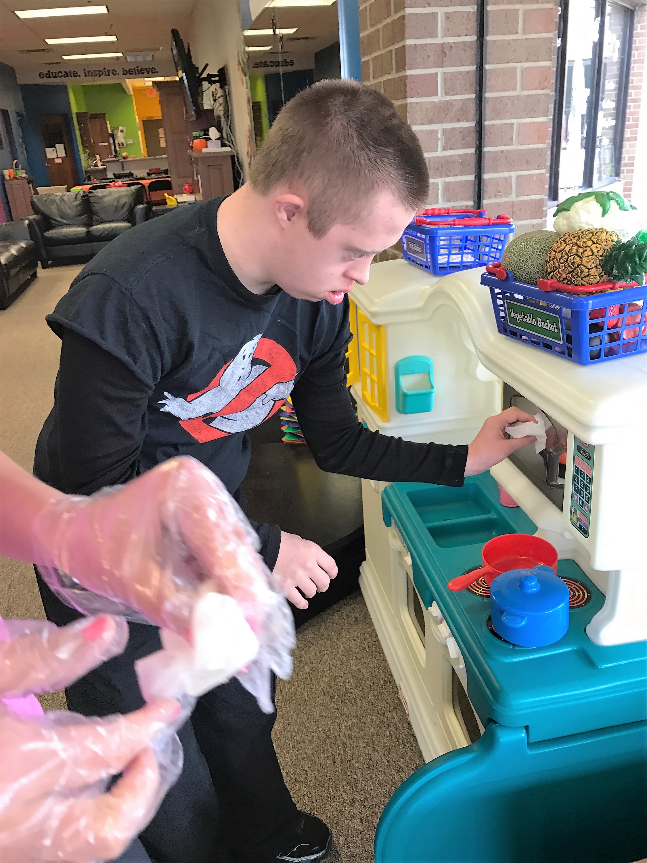 Nick cleaning GiGi's